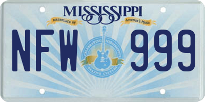 MS license plate NFW999