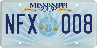 MS license plate NFX008