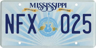 MS license plate NFX025
