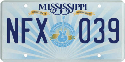 MS license plate NFX039