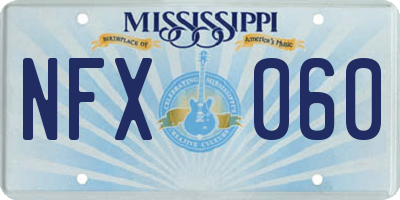 MS license plate NFX060