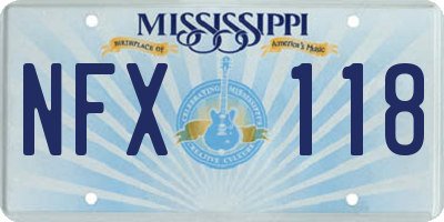 MS license plate NFX118