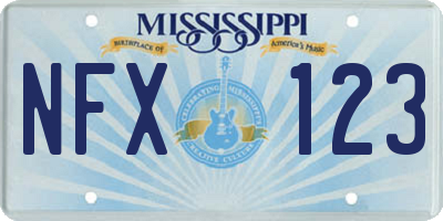 MS license plate NFX123