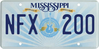 MS license plate NFX200