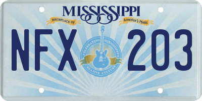 MS license plate NFX203