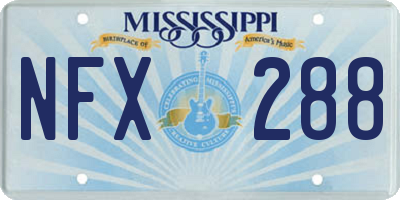 MS license plate NFX288