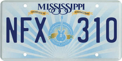 MS license plate NFX310