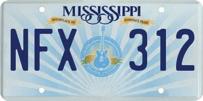 MS license plate NFX312