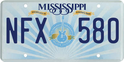 MS license plate NFX580