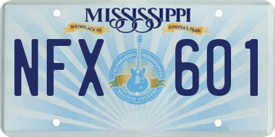MS license plate NFX601