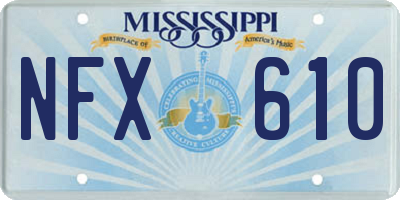MS license plate NFX610