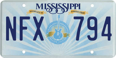 MS license plate NFX794
