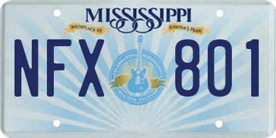 MS license plate NFX801