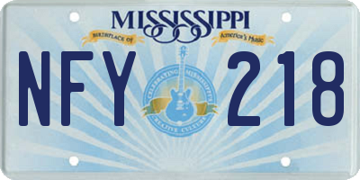 MS license plate NFY218
