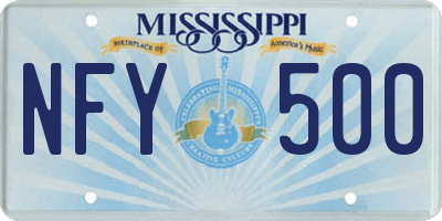 MS license plate NFY500