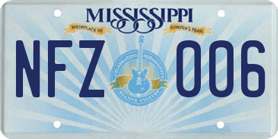 MS license plate NFZ006