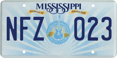 MS license plate NFZ023