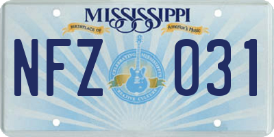 MS license plate NFZ031
