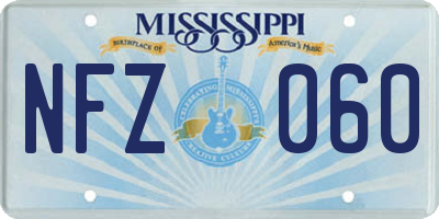 MS license plate NFZ060
