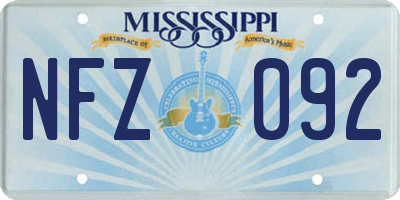 MS license plate NFZ092