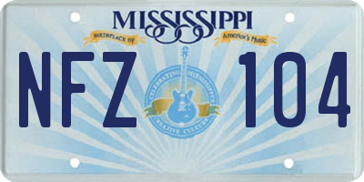 MS license plate NFZ104