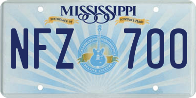 MS license plate NFZ700