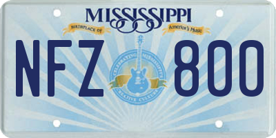 MS license plate NFZ800
