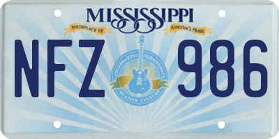 MS license plate NFZ986