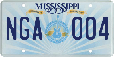 MS license plate NGA004