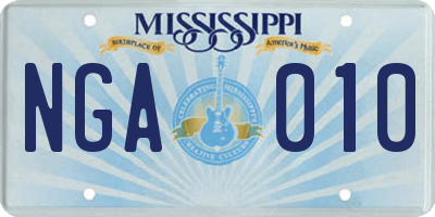 MS license plate NGA010