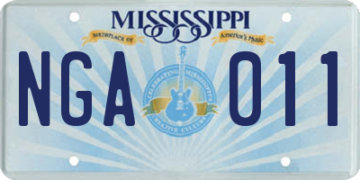 MS license plate NGA011