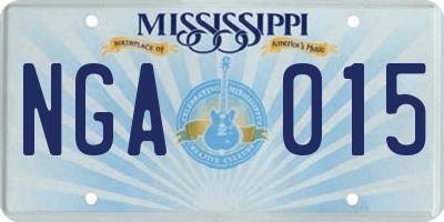 MS license plate NGA015