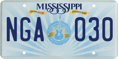 MS license plate NGA030