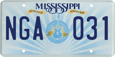 MS license plate NGA031
