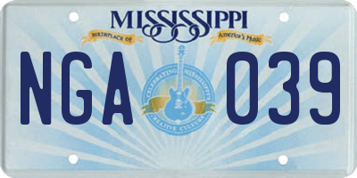 MS license plate NGA039