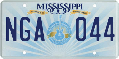 MS license plate NGA044