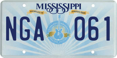 MS license plate NGA061