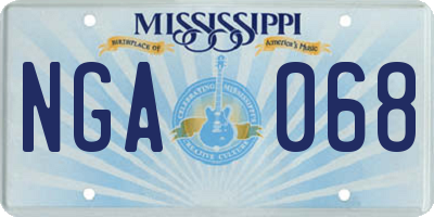 MS license plate NGA068