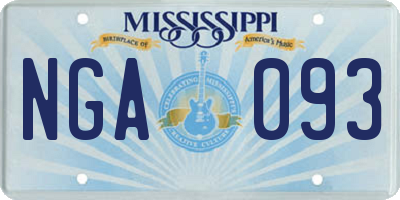 MS license plate NGA093