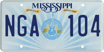 MS license plate NGA104