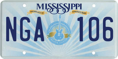 MS license plate NGA106