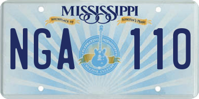 MS license plate NGA110