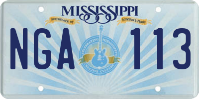 MS license plate NGA113