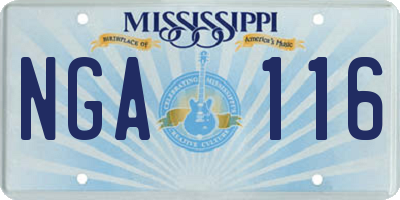 MS license plate NGA116