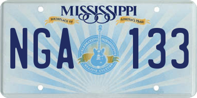 MS license plate NGA133