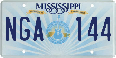 MS license plate NGA144