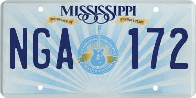MS license plate NGA172
