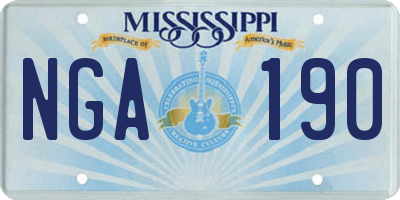 MS license plate NGA190
