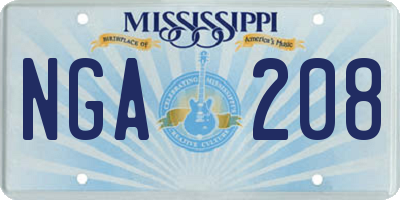 MS license plate NGA208