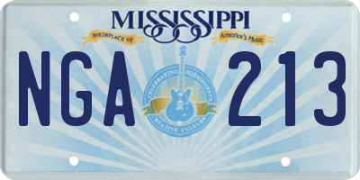 MS license plate NGA213
